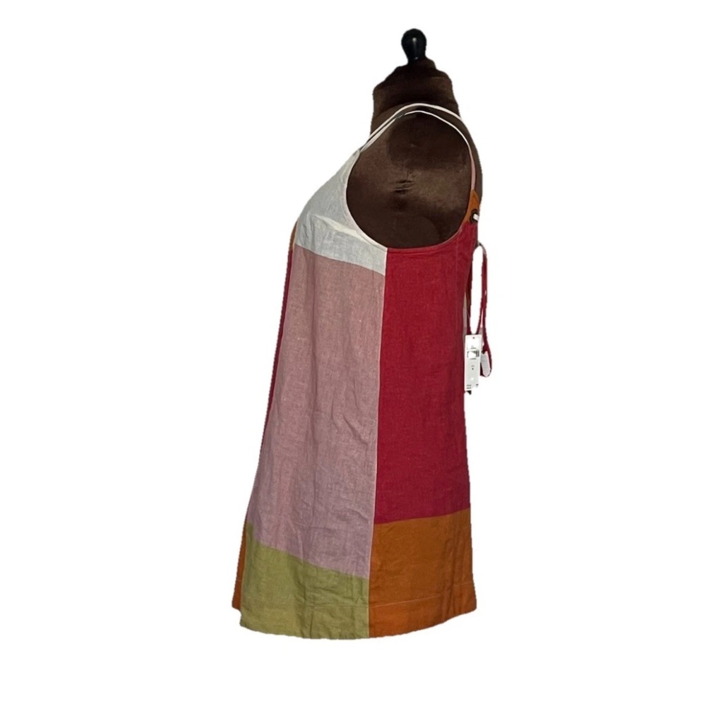 Celandine Anthropologie Shift Dress Linen Blend Red Pink Olive Size Medium NWT - Picture 6 of 12